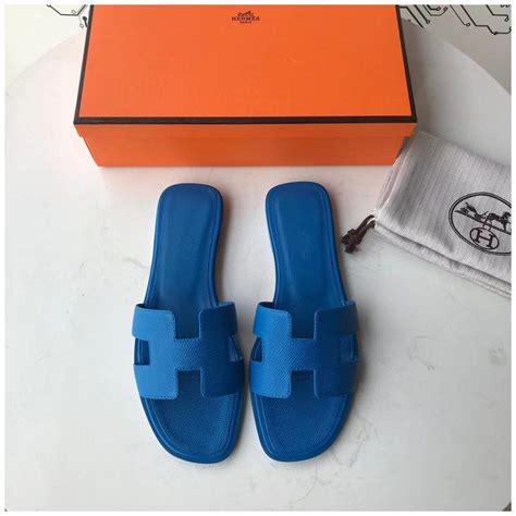 hermes h logo slippers blue|Hermes slippers for women.